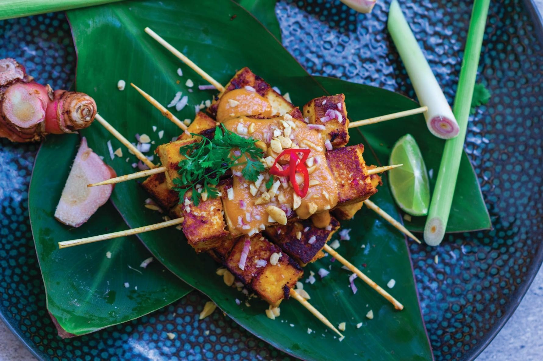 Lemongrass And Galangal Tofu Skewers With Peanut Satay Sauce Nourish