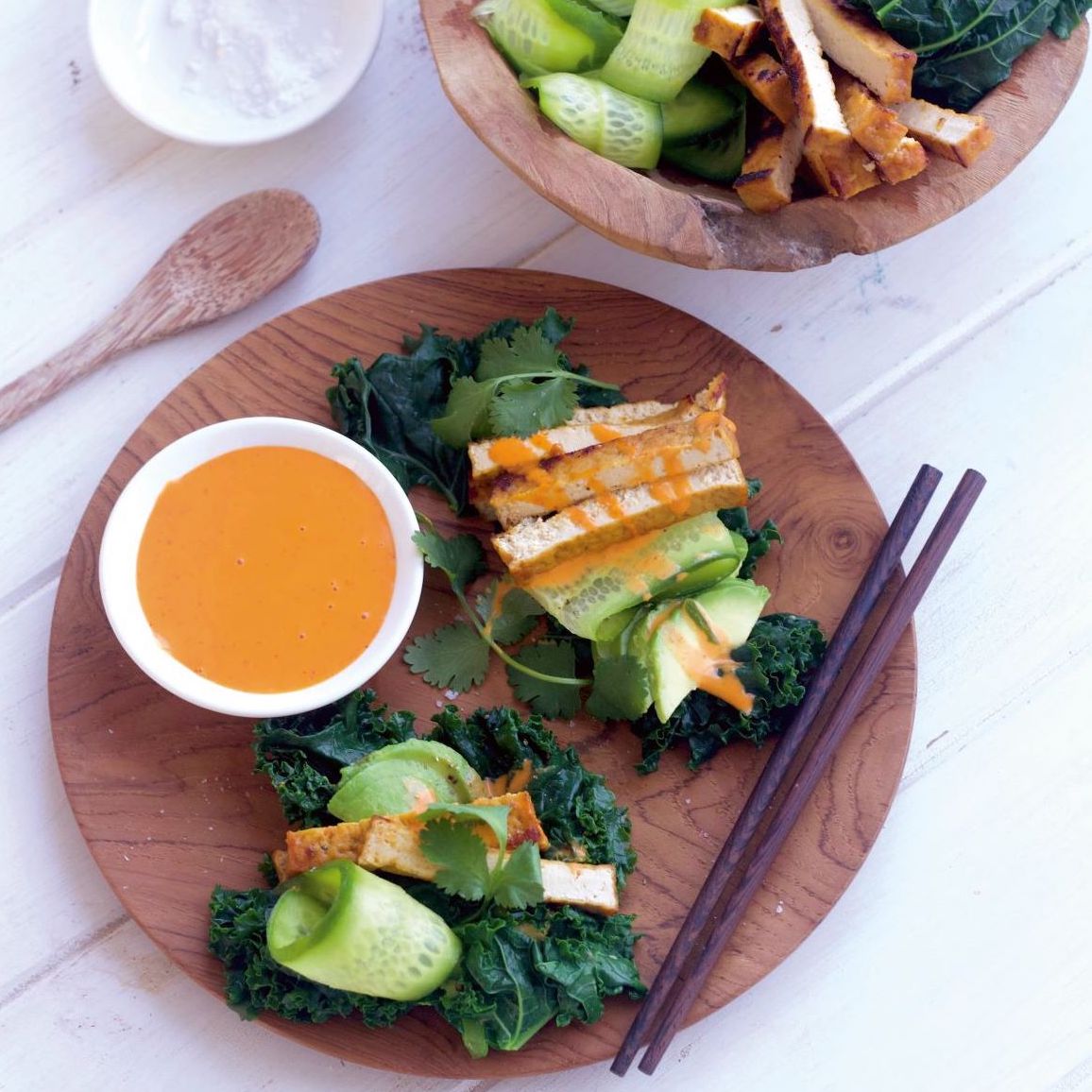 Adam Guthrie's Kale, Marinated Tofu, Avocado _ Sriracha Mayonnaise Wraps