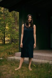 Organic basics tensel light short black dress