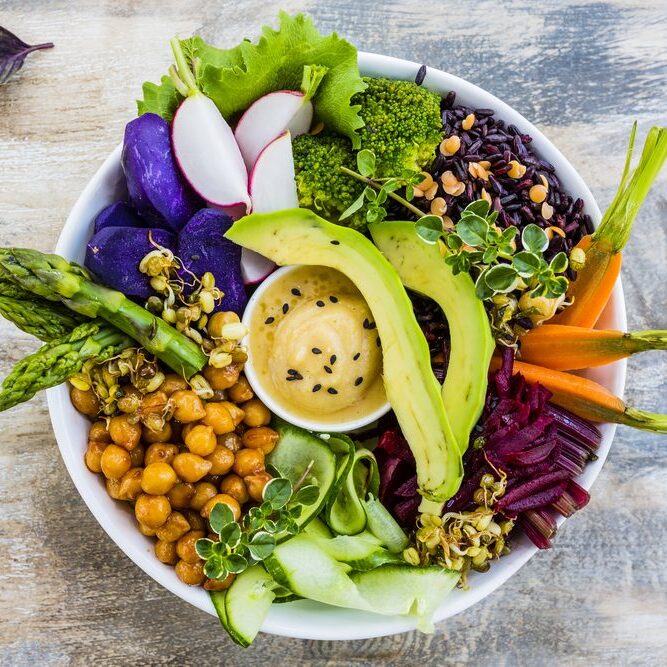 Colourful vegan Buddha Bowl