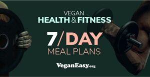 Landing page for the Vegan Easy health and fitness 7-day meal plans by Caitlin Adler of Plant Forged Physique